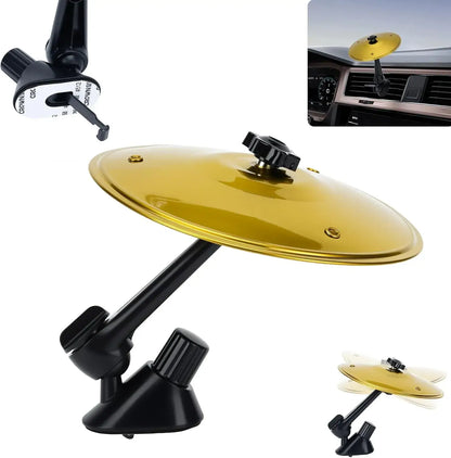 Mini platillo de batería dorado para coche con soporte articulado instalado en rejilla de ventilación