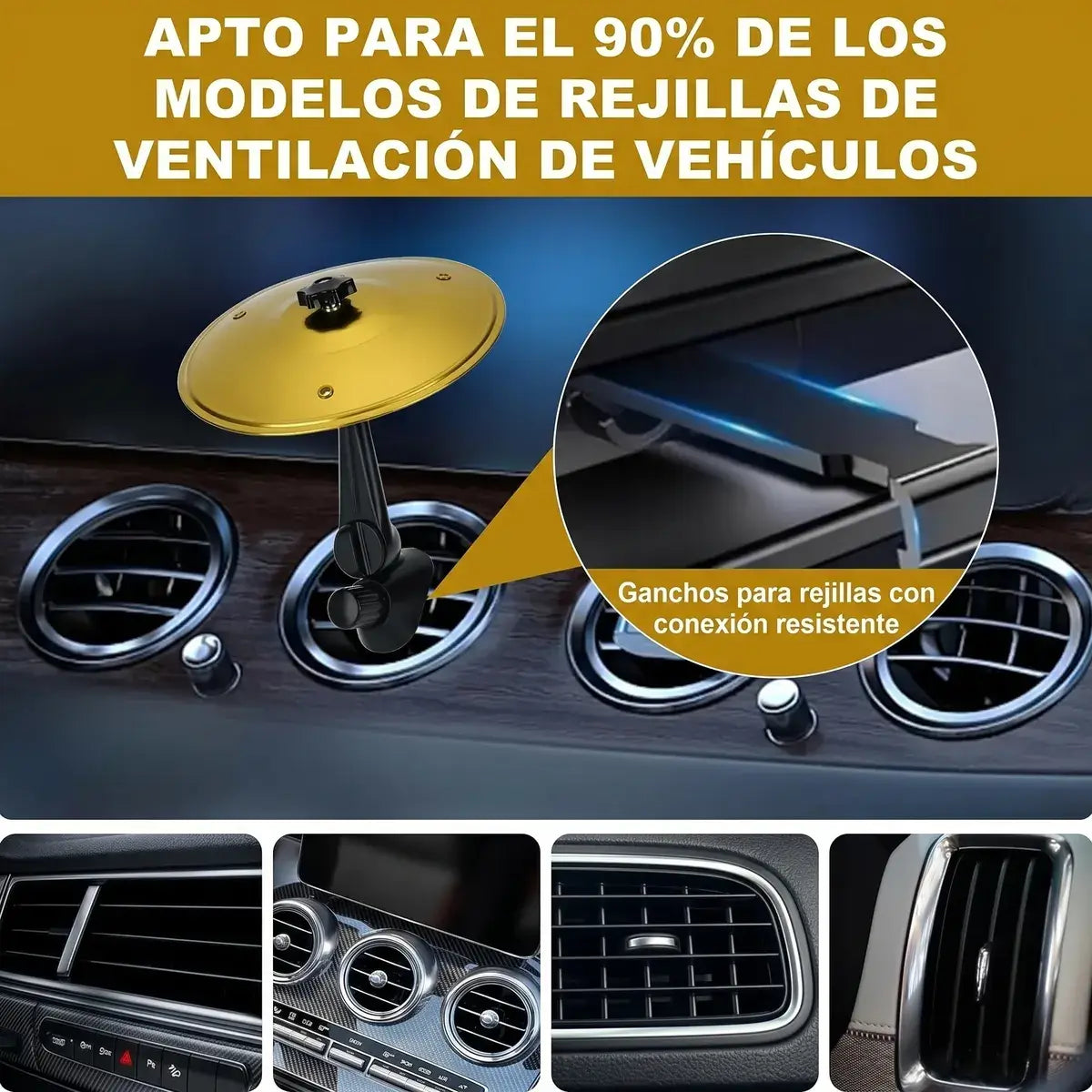 Mini platillo de batería apto para el 90% de rejillas de ventilación de vehículos con ganchos de conexión resistente