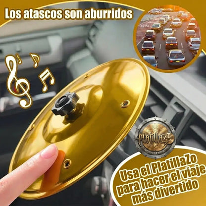 Mini platillo de batería dorado PlatillaZo para convertir los atascos en un concierto mientras conduces
